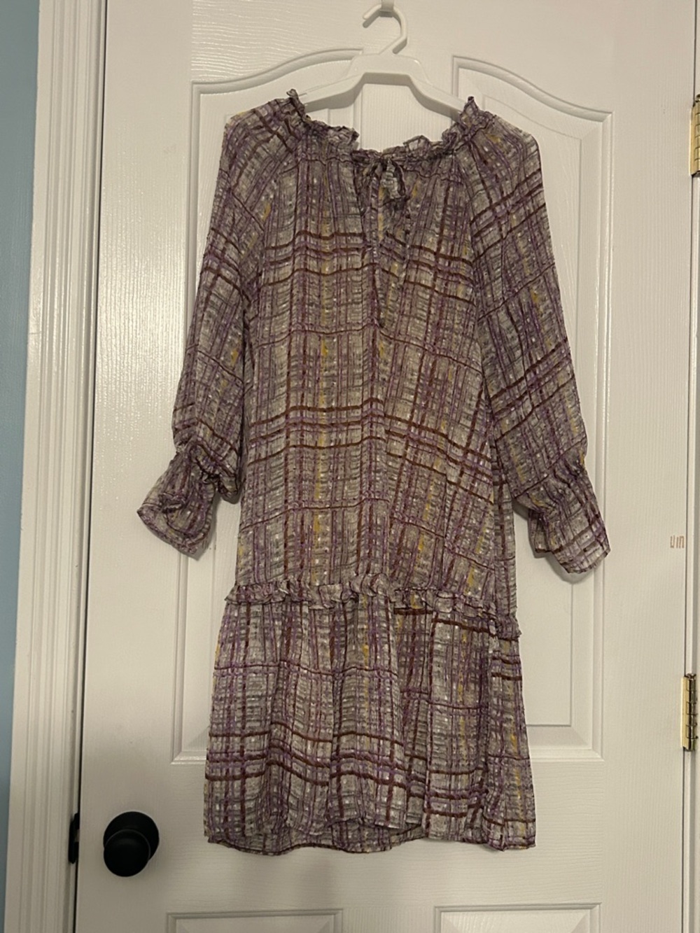 Cato Purple & Yellow Plaid Ruffle Dress – Women’s Medium, Excellent Condition